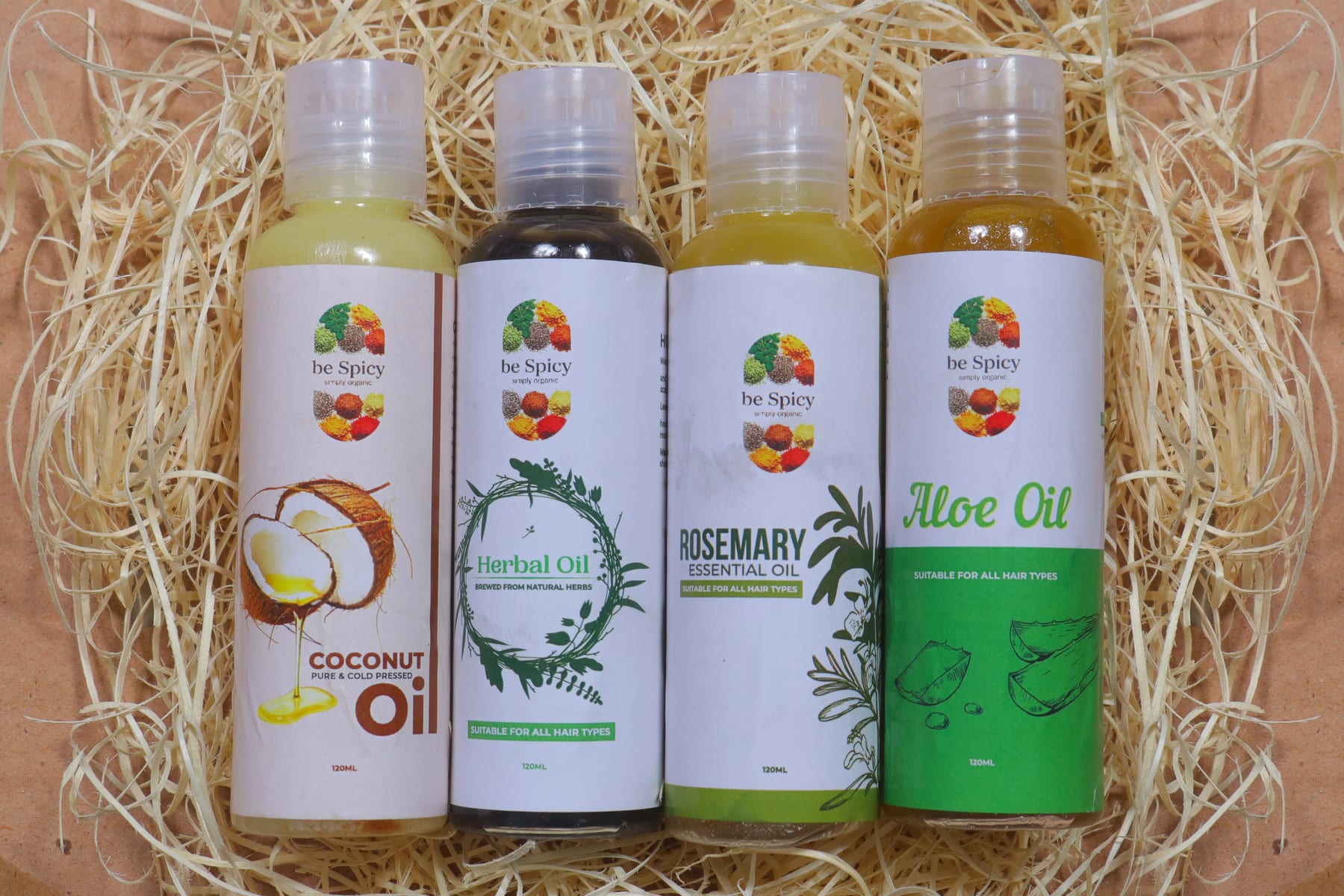 The four be Spicy cold-pressed hair oils